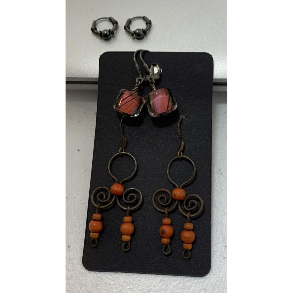 3 Pair of Earrings Casual Beaded Dangle Drop Bohemian Style